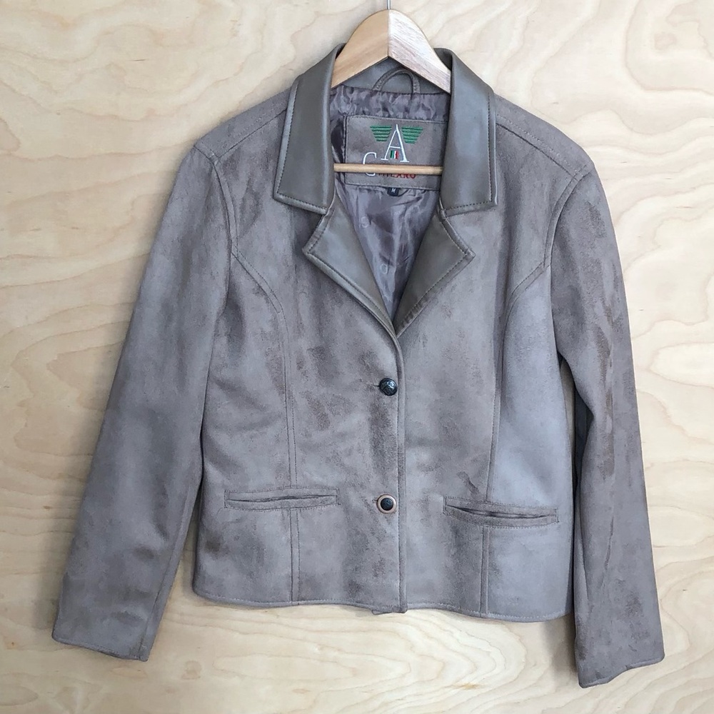 Armani Collection Suede Leather Brown Jacket Outwear Unisex Women Sz M Italy.
